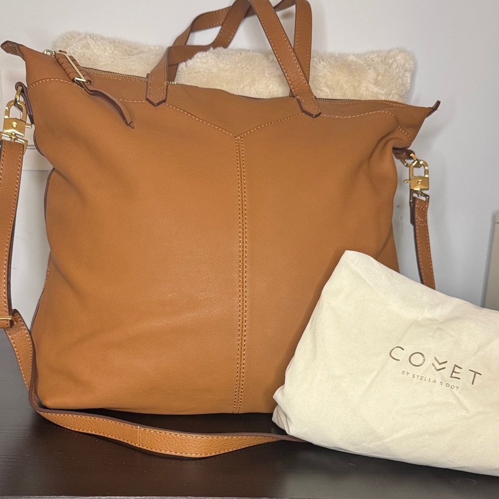 Stella & Dot Covet Kensington Brown Leather Tote